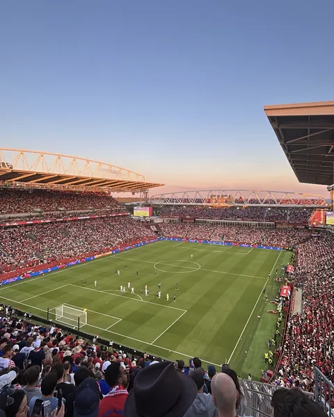 A packed World Cup match at BMO Field at sunset